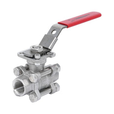 Rp 1/4'' 3 piezas de 2 vías válvula de bola de acero inoxidable 69 bar RTFE ISO-Top F03/F04 - TamesonPRO 1121-014