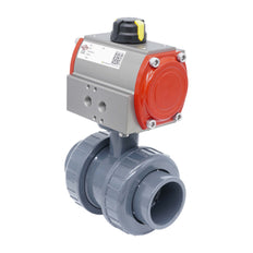 50mm Válvula De Bola Neumática PVC De 2 Vías Cierre Doble Efecto