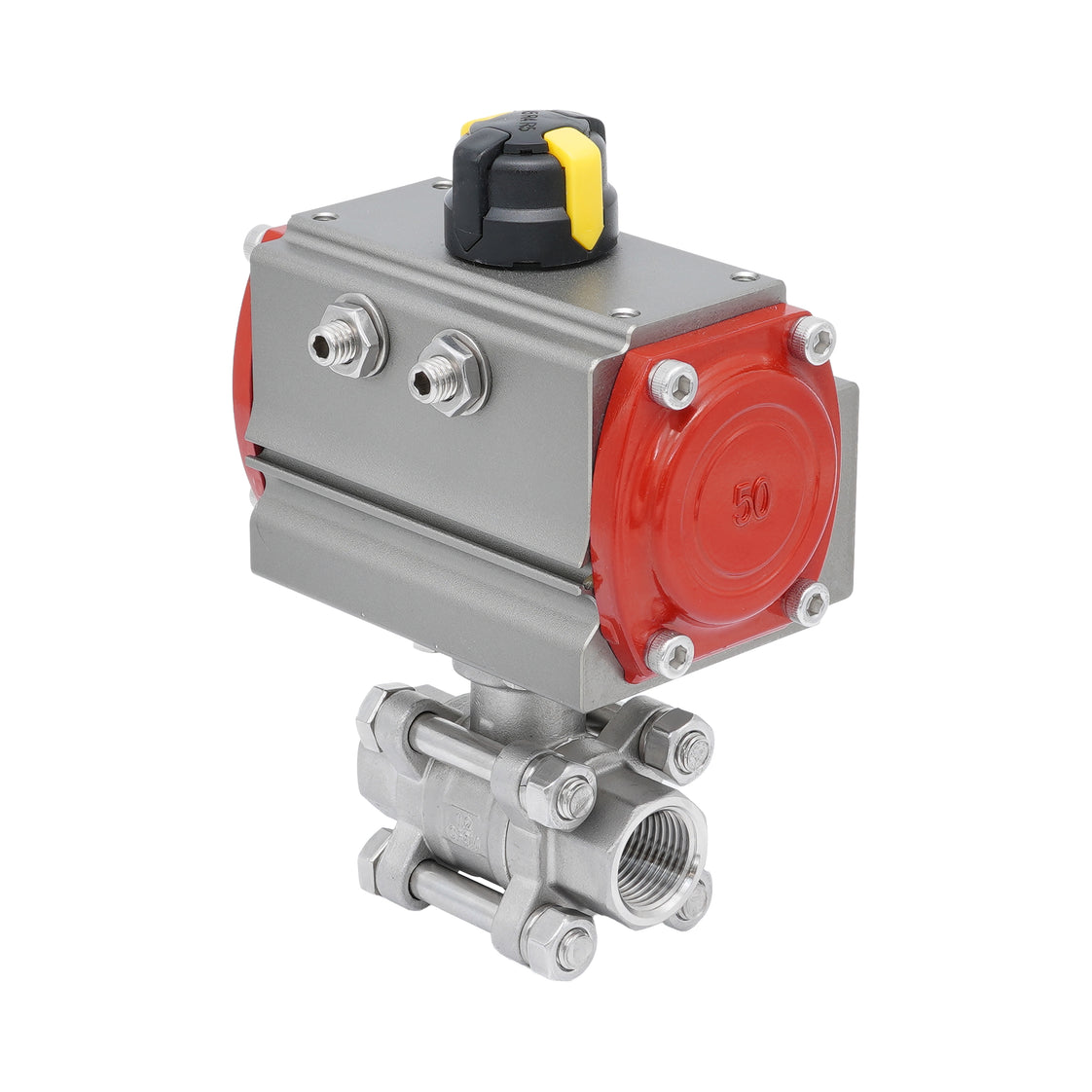 Válvula de Bola Neumática de Acero Inoxidable 2 Vías Rp 3/8'' Doble Efecto