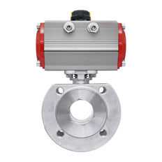 Válvula de Bola de Acero Inoxidable con Bridas Neumática 2 Vías de 1 Pieza DN20 PN40 Doble Efecto