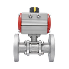 Válvula de Bola de Acero Inoxidable con Bridas Neumática 2 Vías de 3 Piezas DN20 PN40 Doble Efecto