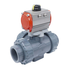 Válvula De Bola Neumática De 3 Vías G1 1/2'' Taladro En T PVC Apertura Por Resorte