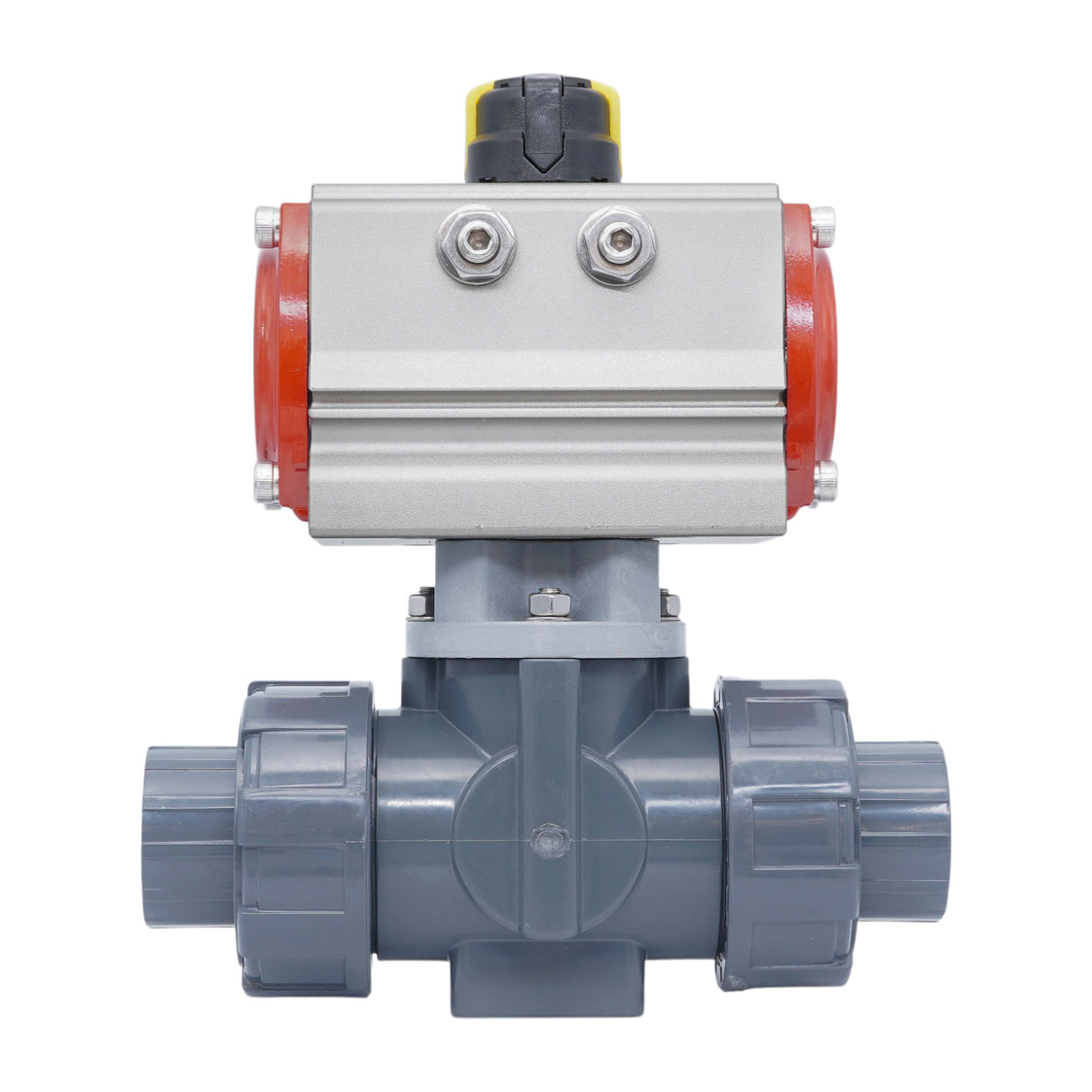 G1-1/2'' válvula de bola PVC neumática de 3 vías taladro en L apertura por resorte
