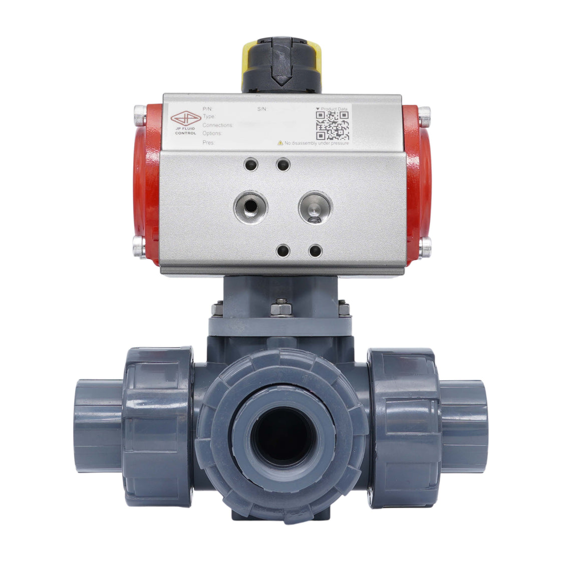 Válvula De Bola Neumática De 3 Vías G1/2'' Taladro En T PVC Apertura Por Resorte