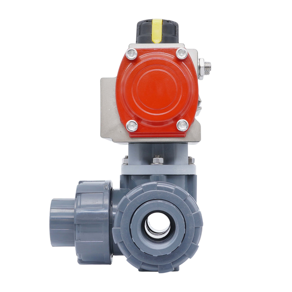 Válvula de bola neumática PVC 3 vías G1/2'' taladro en T apertura por resorte