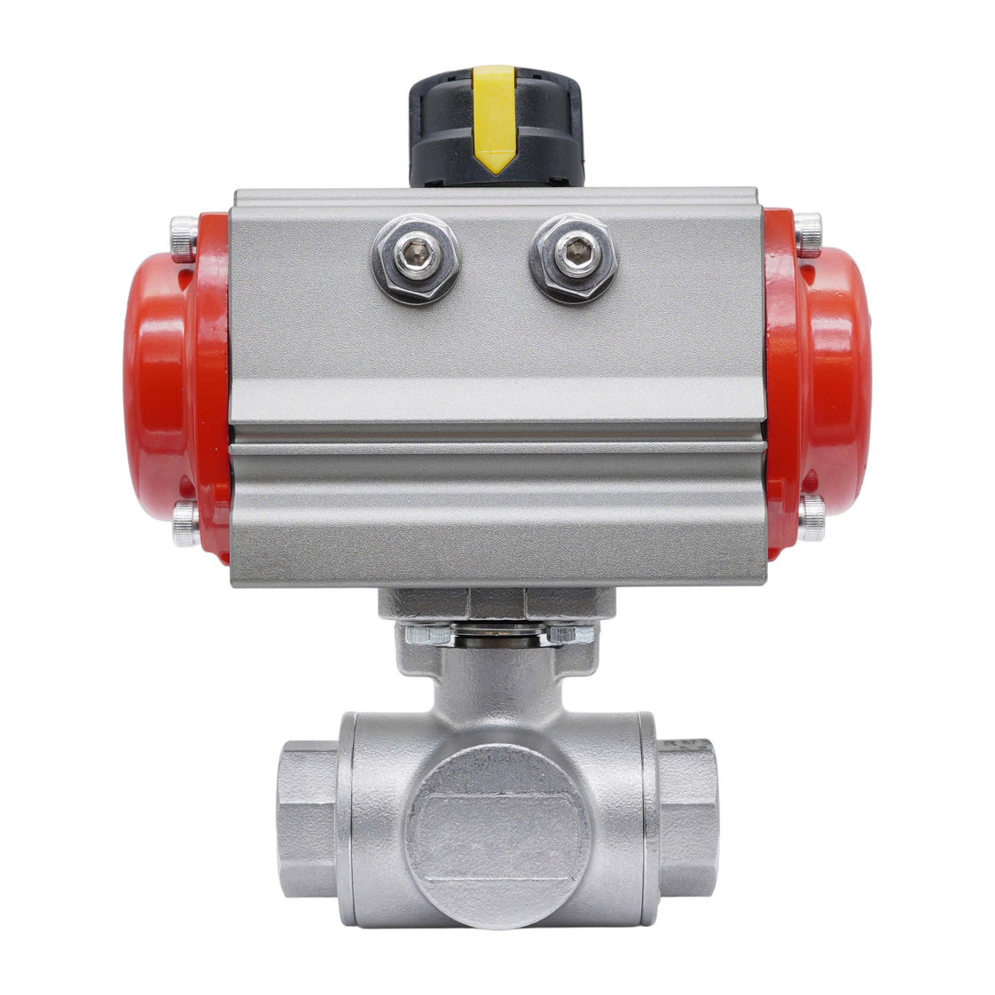 Válvula De Bola Neumática De 3 Vías G3/4'' Taladro En L Acero Inoxidable Apertura Por Resorte