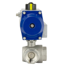 G4'' Válvula De Bola Neumática De Acero Inoxidable De 3 Vías T-port Resorte Abierto - BL3SA