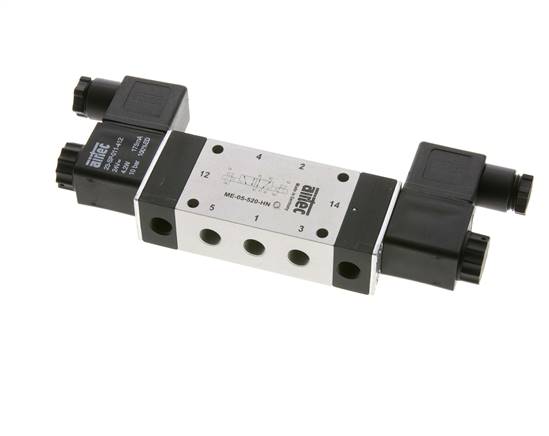 válvula de solenoide biestable 5/2 G1/8'' Piloto externo 12V DC 0-10bar/0-140psi Airtec