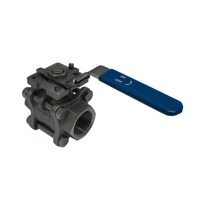 665 - G1-1/2'' Válvula de bola de 2 vías de 3 piezas de acero inoxidable de paso total ISO-Top