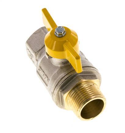 Válvula de bola de latón con mango de mariposa de 2 vías R/Rp de 3/4 pulgadas macho a hembra