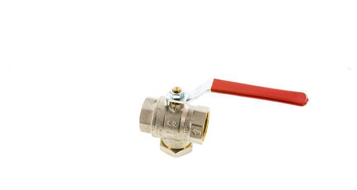 G Válvula de bola de latón de 2 vías con colador integrado de 1-1/4 pulgadas