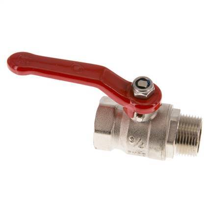Válvula de bola de latón de 3/4 de pulgada compacta PN 25 de 2 vías, macho a hembra R/Rp