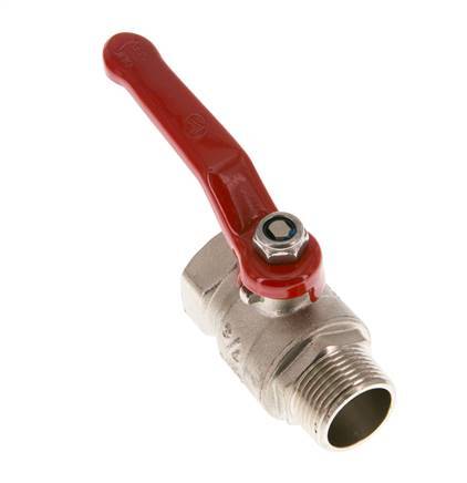 Válvula de bola de latón de 3/4 de pulgada compacta PN 25 de 2 vías, macho a hembra R/Rp
