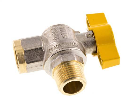 Válvula de bola de latón macho a hembra R/Rp de 1/2 pulgada de gas de 2 vías en ángulo recto