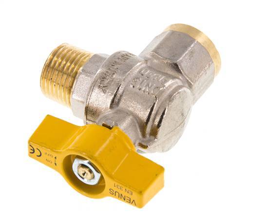 Válvula de bola de latón macho a hembra R/Rp de 1/2 pulgada de gas de 2 vías en ángulo recto