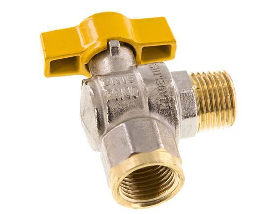 Válvula de bola de latón macho a hembra R/Rp de 1/2 pulgada de gas de 2 vías en ángulo recto