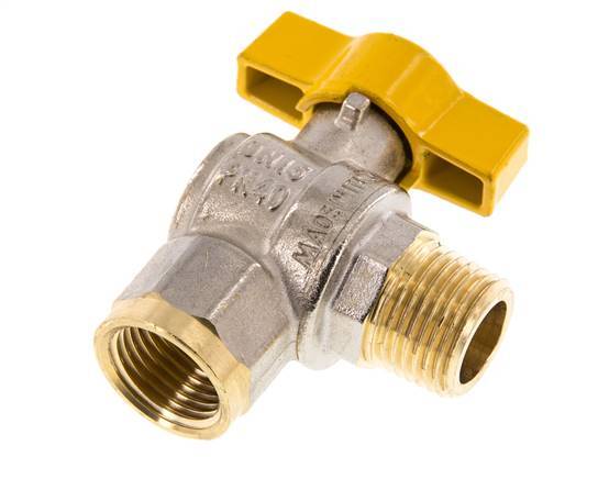 Válvula de bola de latón macho a hembra R/Rp de 1/2 pulgada de gas de 2 vías en ángulo recto