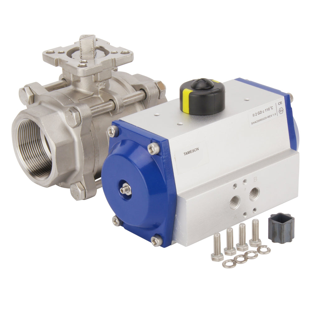 Válvula de bola neumática de acero inoxidable de 2 vías y doble efecto G4'' - BL2SA3