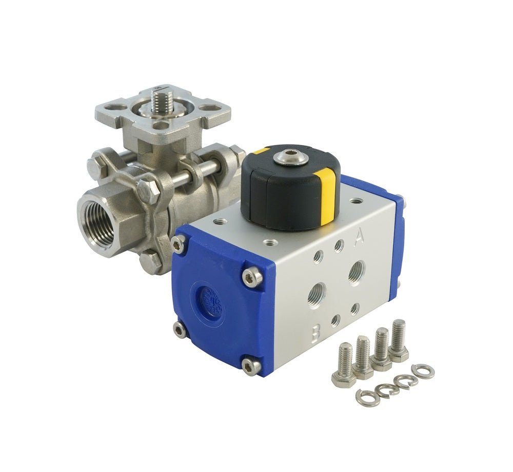 Válvula de bola neumática de acero inoxidable de 2 vías y doble efecto G1/2'' - BL2SA3