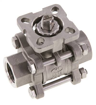 Válvula de bola de acero inoxidable de 2 vías G1/2'' 3 piezas paso total ISO-Top - BL2SA3