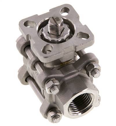 Válvula de bola de acero inoxidable de 2 vías G1/2'' 3 piezas paso total ISO-Top - BL2SA3