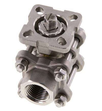 Válvula de bola de acero inoxidable de 2 vías G1/2'' 3 piezas paso total ISO-Top - BL2SA3