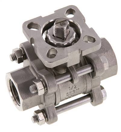 Válvula de bola de acero inoxidable de 2 vías G1/2'' 3 piezas paso total ISO-Top - BL2SA3