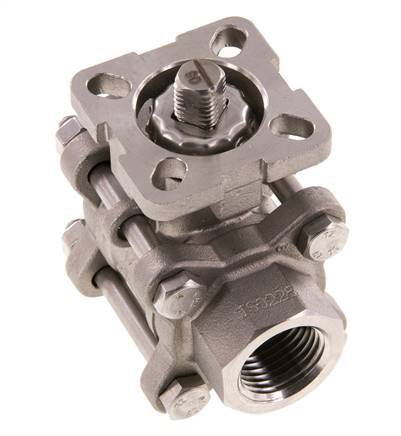 Válvula de bola de acero inoxidable de 2 vías G1/2'' 3 piezas paso total ISO-Top - BL2SA3