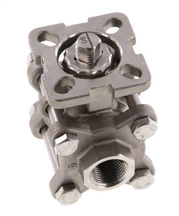 Válvula de bola de acero inoxidable de 2 vías G3/8'' y 3 piezas de paso total ISO-Top - BL2SA3