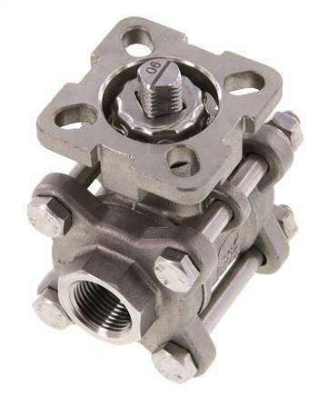Válvula de bola de acero inoxidable de 2 vías G3/8'' y 3 piezas de paso total ISO-Top - BL2SA3