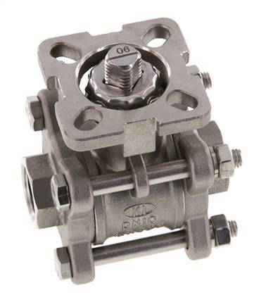 Válvula de bola de acero inoxidable de 2 vías G3/8'' y 3 piezas de paso total ISO-Top - BL2SA3