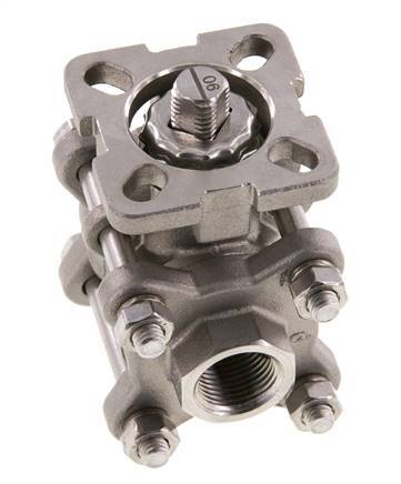 Válvula de bola de acero inoxidable de 2 vías G3/8'' y 3 piezas de paso total ISO-Top - BL2SA3