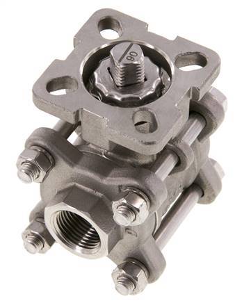 Válvula de bola de acero inoxidable de 2 vías G3/8'' y 3 piezas de paso total ISO-Top - BL2SA3