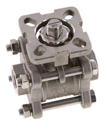 Válvula de bola de acero inoxidable de 2 vías G3/8'' y 3 piezas de paso total ISO-Top - BL2SA3