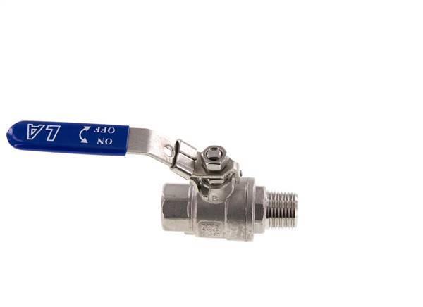 Válvula de bola de acero inoxidable de 2 vías macho a hembra R/Rp 1/2 pulgadas PN 63
