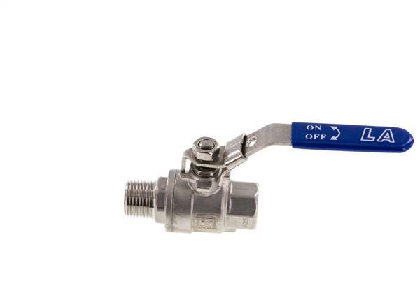Válvula de bola de acero inoxidable de 2 vías macho a hembra R/Rp 1/2 pulgadas PN 63