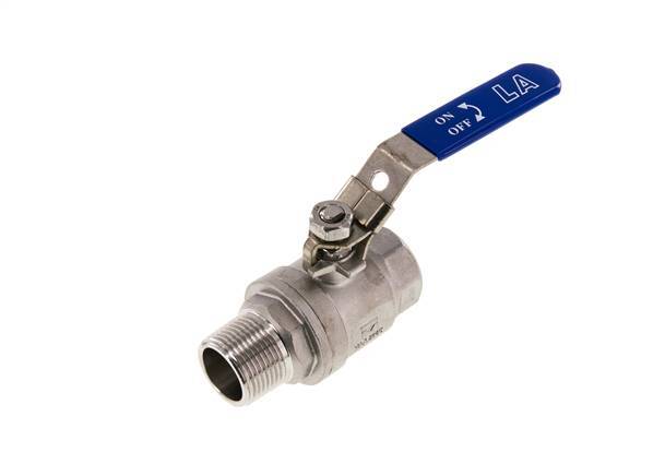 Válvula de bola de acero inoxidable de 2 vías macho a hembra R/Rp de 1 pulgada PN 63