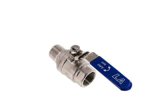 Válvula de bola de acero inoxidable de 2 vías macho a hembra R/Rp de 1 pulgada PN 63