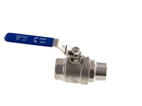 Válvula de bola de acero inoxidable de 2 vías macho a hembra R/Rp 1-1/2 pulgadas PN 63