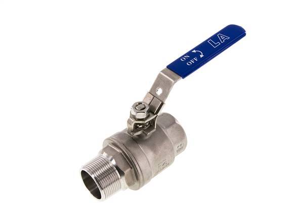 Válvula de bola de acero inoxidable de 2 vías macho a hembra R/Rp 1-1/2 pulgadas PN 63