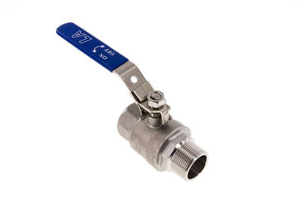 Válvula de bola de acero inoxidable de 2 vías macho a hembra R/Rp 1-1/4 pulgadas PN 63