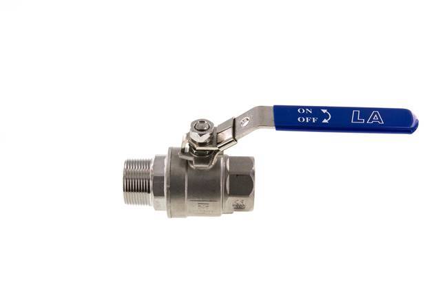 Válvula de bola de acero inoxidable de 2 vías macho a hembra R/Rp 1-1/4 pulgadas PN 63