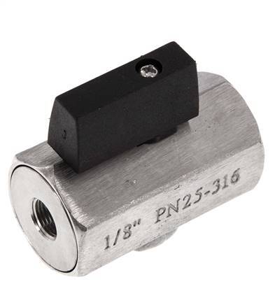 G 1/8 pulgada Miniválvula de bola de 2 vías de acero inoxidable 25 Bar