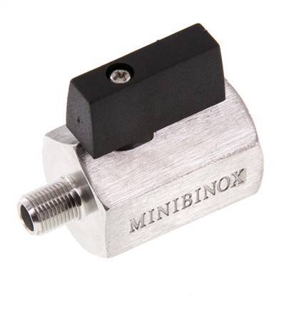 Válvula de bola de acero inoxidable de 2 vías, macho a hembra, de 1/8 de pulgada, 25 bar