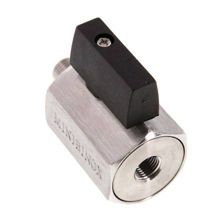 Válvula de bola de acero inoxidable de 2 vías, macho a hembra, de 1/8 de pulgada, 25 bar