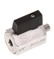 Válvula de bola de acero inoxidable de 2 vías, macho a hembra, de 1/8 de pulgada, 25 bar