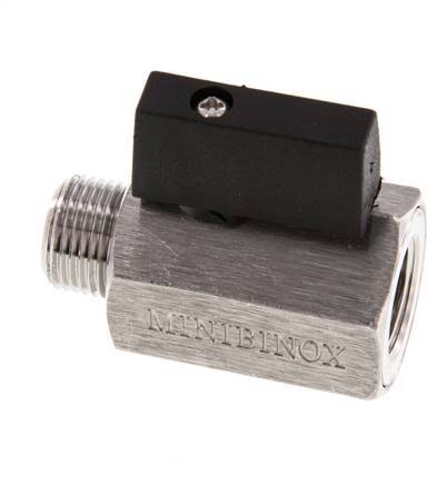 Válvula de bola de acero inoxidable de 2 vías, macho a hembra, de 3/8 pulgadas, 25 bar