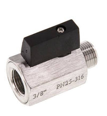 Válvula de bola de acero inoxidable de 2 vías, macho a hembra, de 3/8 pulgadas, 25 bar