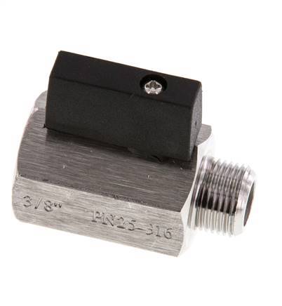 Válvula de bola de acero inoxidable de 2 vías, macho a hembra, de 3/8 pulgadas, 25 bar