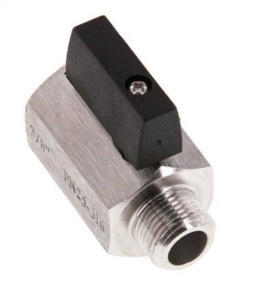 Válvula de bola de acero inoxidable de 2 vías, macho a hembra, de 3/8 pulgadas, 25 bar